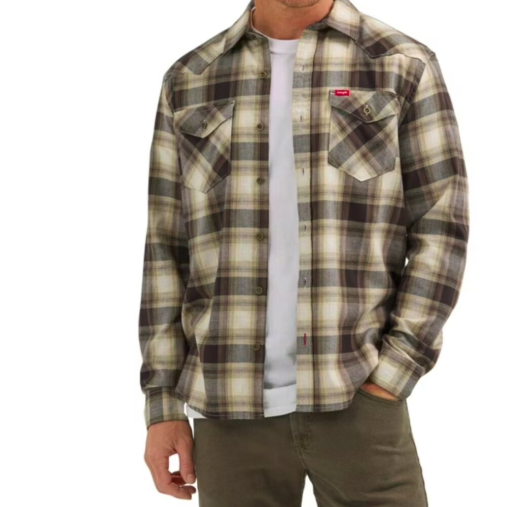 Wrangler Shirt Adult 2XL Multicolor Plaid Workwear Western Rodeo Cowboy